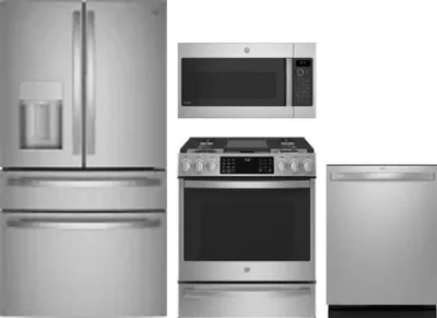 4 Piece Package Includes Refrigerator, Range, Microwave And Dishwasher